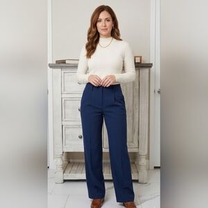 Liverpool Navy Straight-Leg Dress Pants